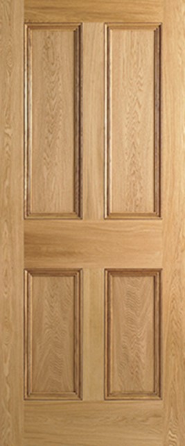 An image of Oak Veneer 4 Flat Panel FD30 Internal Fire Door