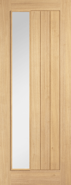 An image of Belize Offset Clear Glazed Oak Internal Door