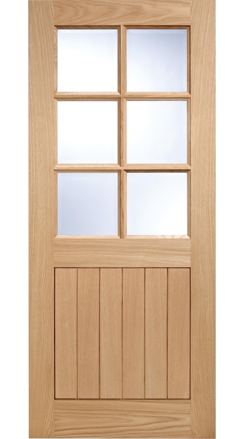 An image of Adoorable Oak 6 Panel Cottage Glazed External Oak Veneer Doors