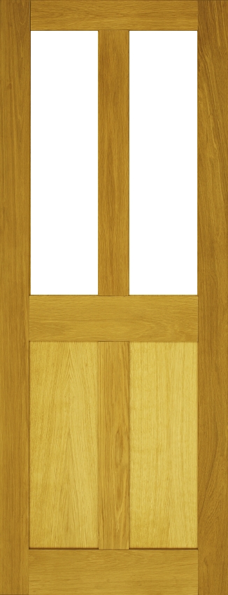 An image of External Prefinished Victorian 4 Panel Unglazed Solid Oak Door