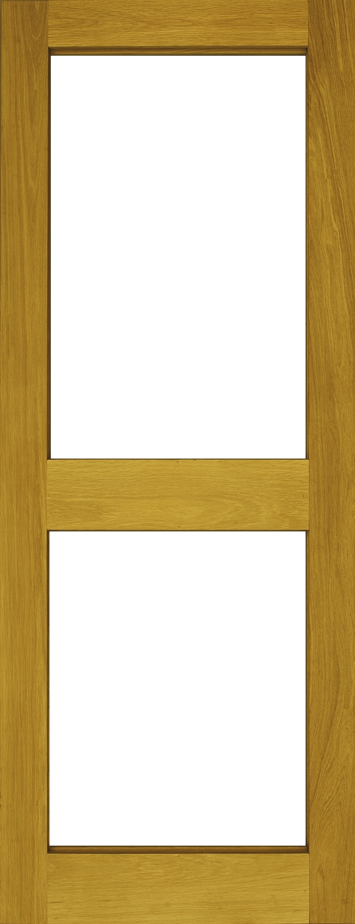 An image of External Prefinished 2 Panel Unglazed Solid Oak Door