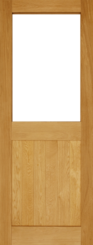 An image of External Prefinished 2 Panel Half Unglazed Solid Oak Door