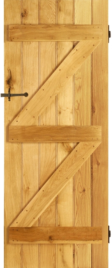 An image of Solid Oak Ledge And Brace Cottage Style Traditional Internal Door - 44mm Thick D...
