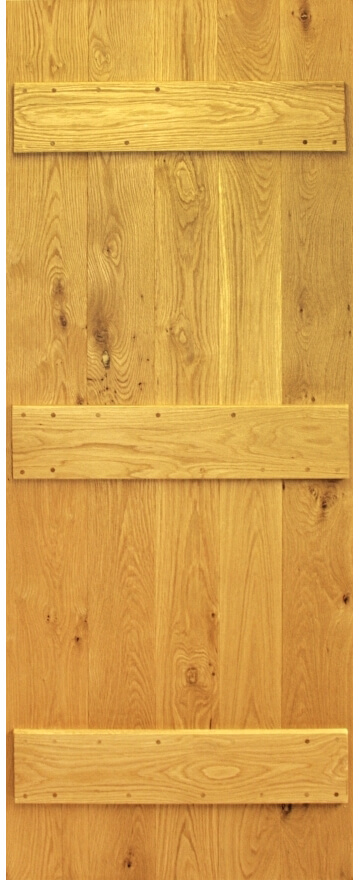 An image of Solid Oak Rustic Three Ledged Barn Farmhouse Style Door - 40mm Thick Rustic Grad...