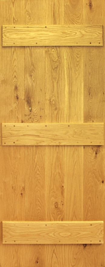 An image of Solid Oak Rustic Three Ledged Barn Farmhouse Style Door - 40mm Thick Rustic Grad...