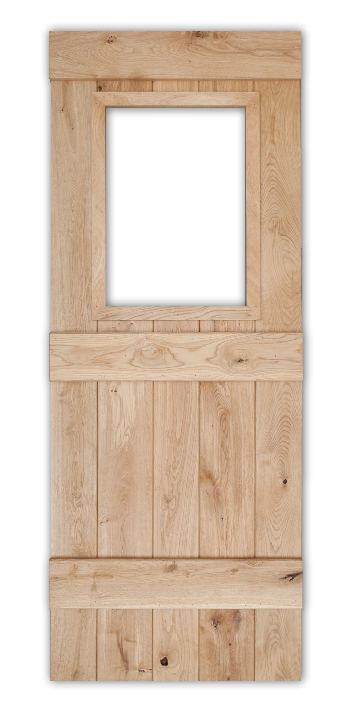 An image of Solid Oak 3 Ledge Glazed Rustic Bead and Butt Cottage Door