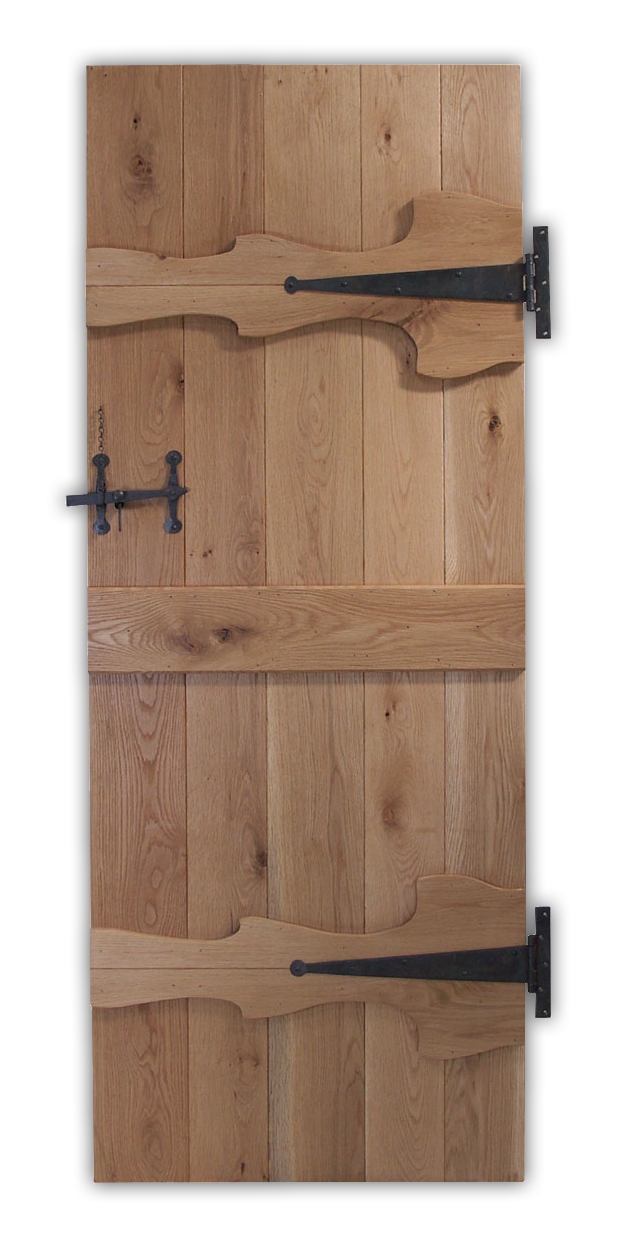 An image of Bespoke Solid Oak Abbey 3 Ledge Rustic V Groove Cottage Door