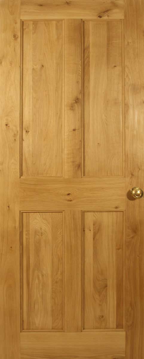 An image of Victorian 4 Flat Panel Modern Style Internal Solid Oak Door - Contemporary Shake...