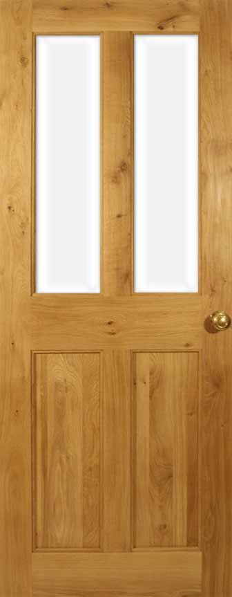 An image of Victorian 4 Flat Panel Half Glazed Solid Oak Door