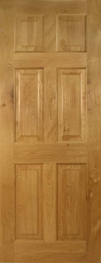 An image of Victorian 6 Panel Solid Oak Internal Door - Raised Panel Classic Georgian Style ...