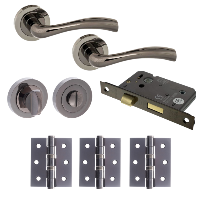 An image of Texas Door Lever - Black Nickel privacy WC pack (Round)