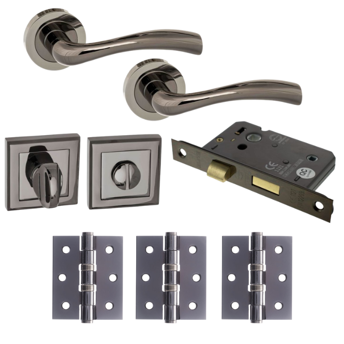An image of Texas Door Lever - Black Nickel privacy WC pack (Square)